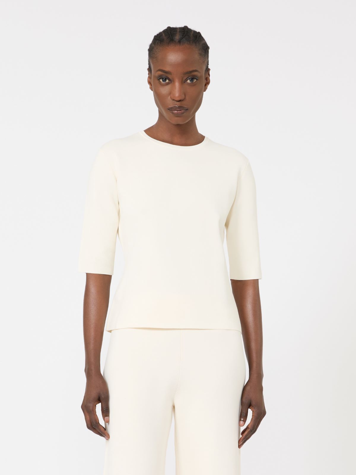 Maglia girocollo di viscosa crêpe - AVORIO - Max Mara - 4