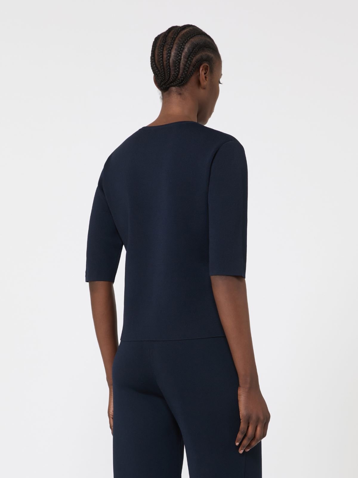 Maglia girocollo di viscosa crêpe - BLU MARINO - Max Mara - 5