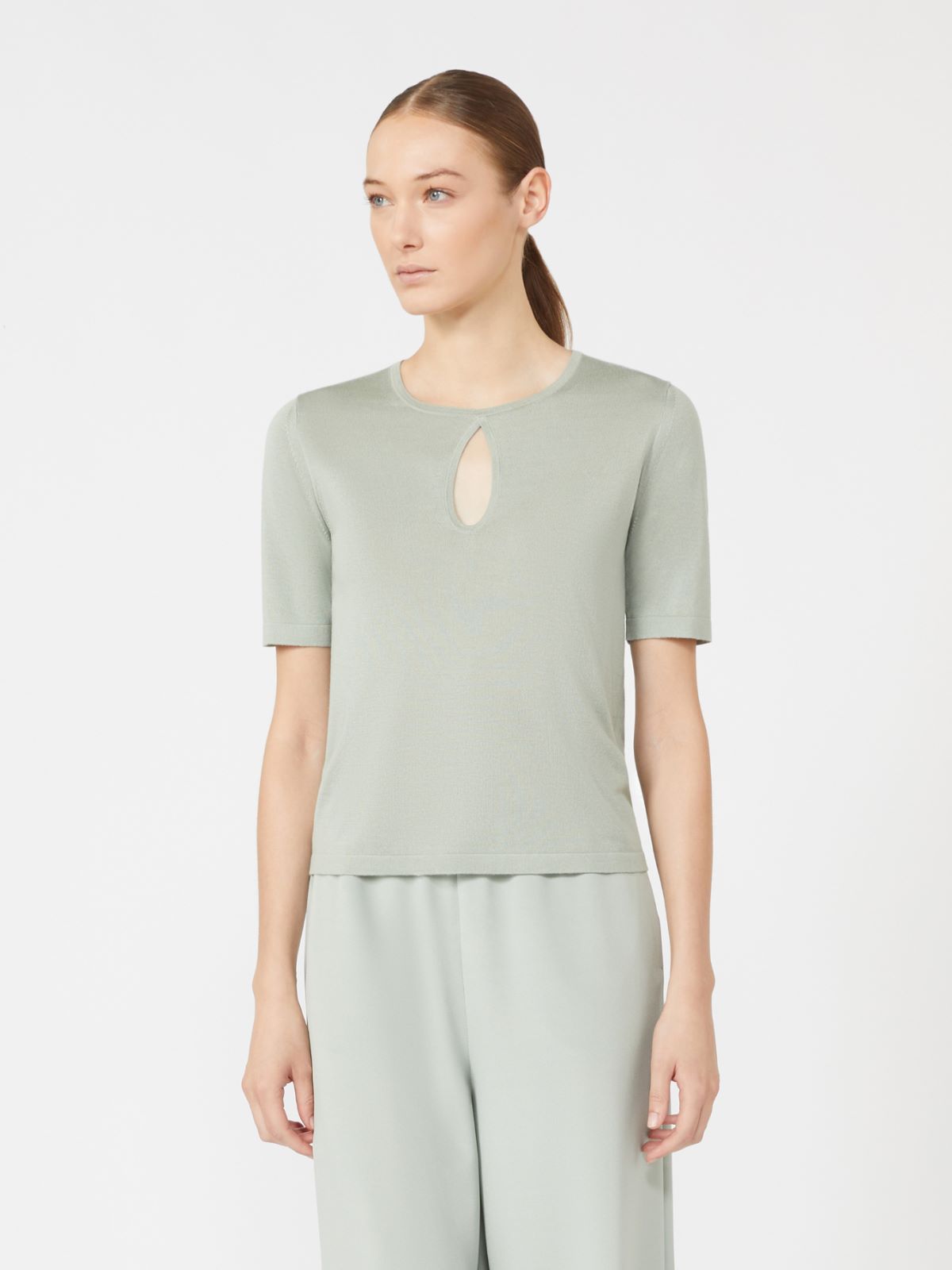 Jersey de hilado de seda y cachemira - VERDE PASTEL - Max Mara - 2