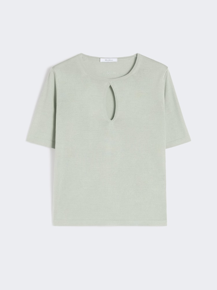 Jersey de hilado de seda y cachemira - VERDE PASTEL - Max Mara