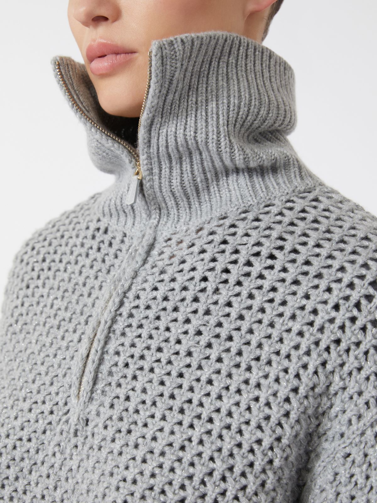 Wool, cashmere and lurex sweater - LIGHT GREY - Max Mara - 5