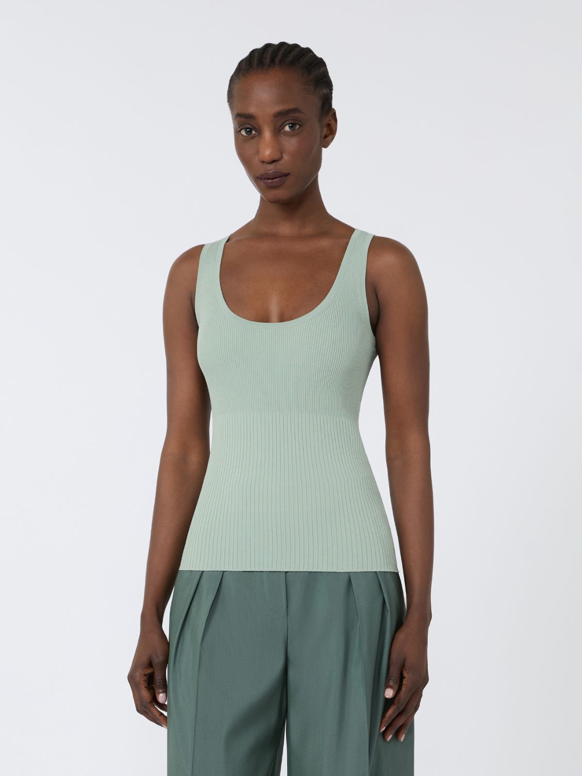 Viscose-blend yarn top - SAGE GREEN - Max Mara - 2