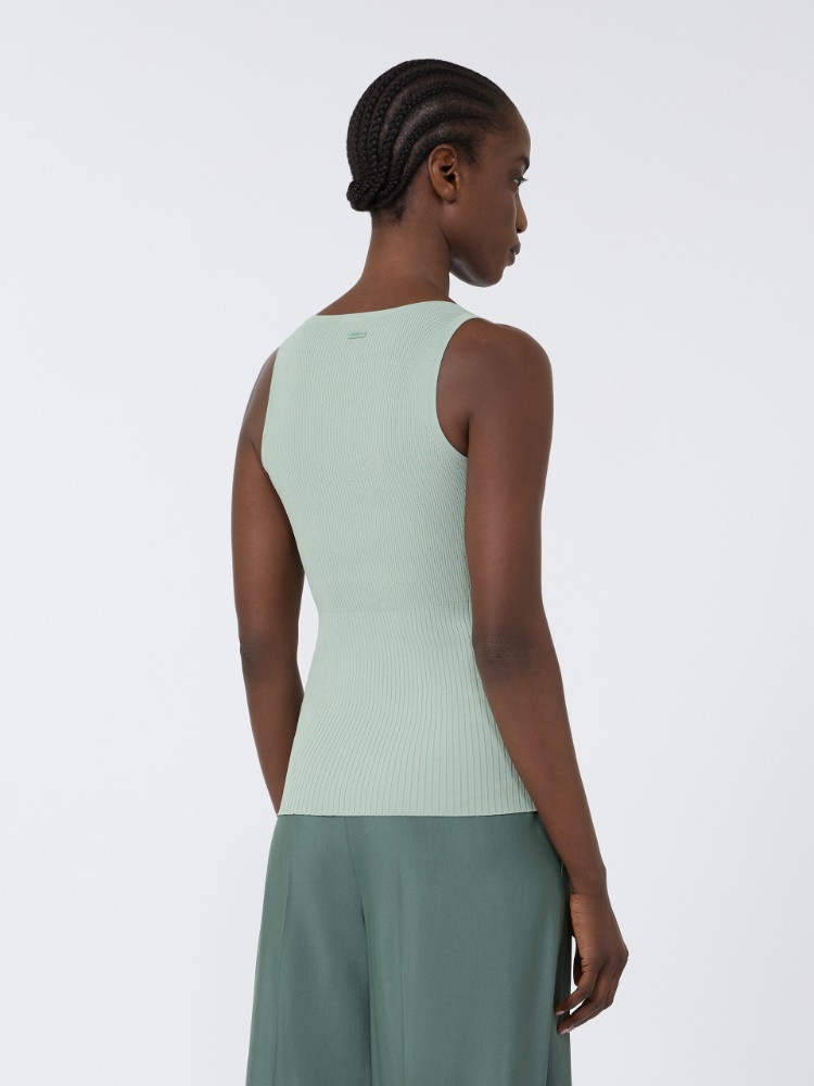Viscose-blend yarn top - SAGE GREEN - Max Mara - 3