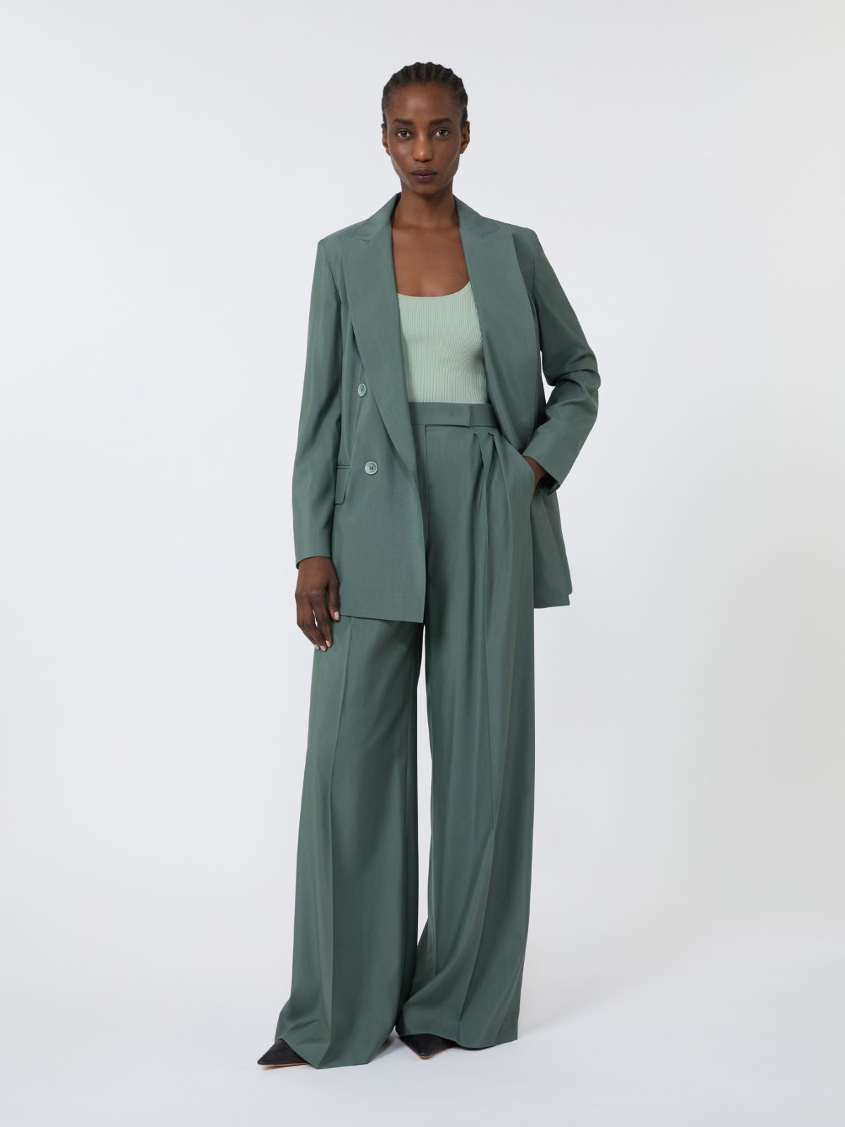 Viscose-blend yarn top + SAGE GREEN - Max Mara