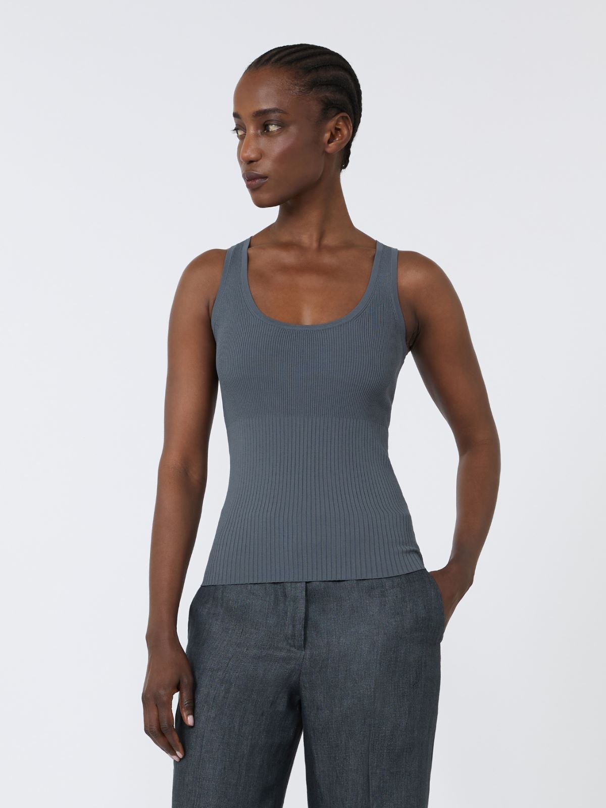 Viscose-blend yarn top - DARK GREY - Max Mara - 2