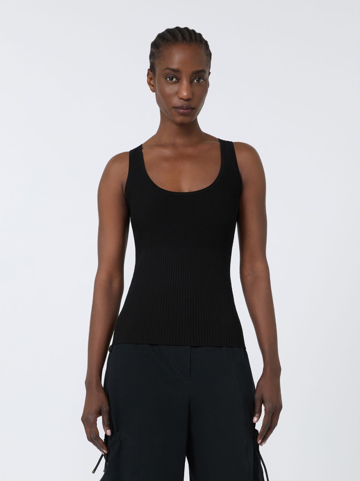 Viscose-blend yarn top - BLACK - Max Mara - 2