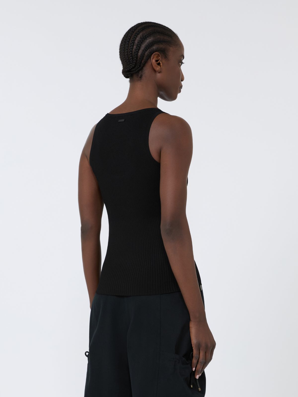 Viscose-blend yarn top - BLACK - Max Mara - 3