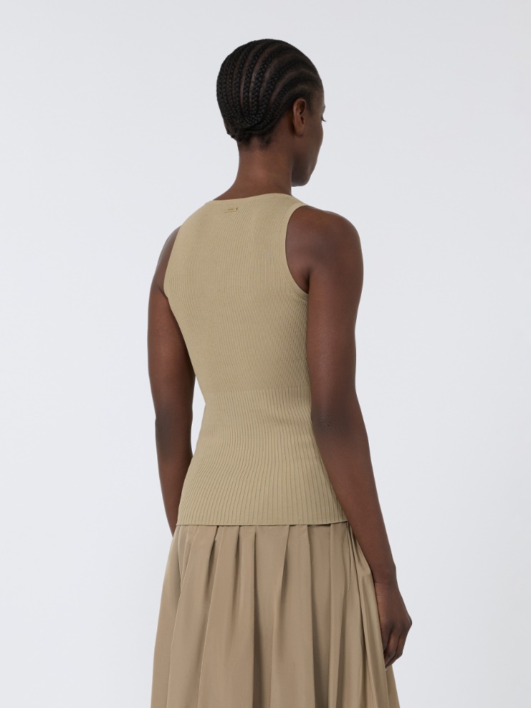 Viscose-blend yarn top - KAKI - Max Mara - 3