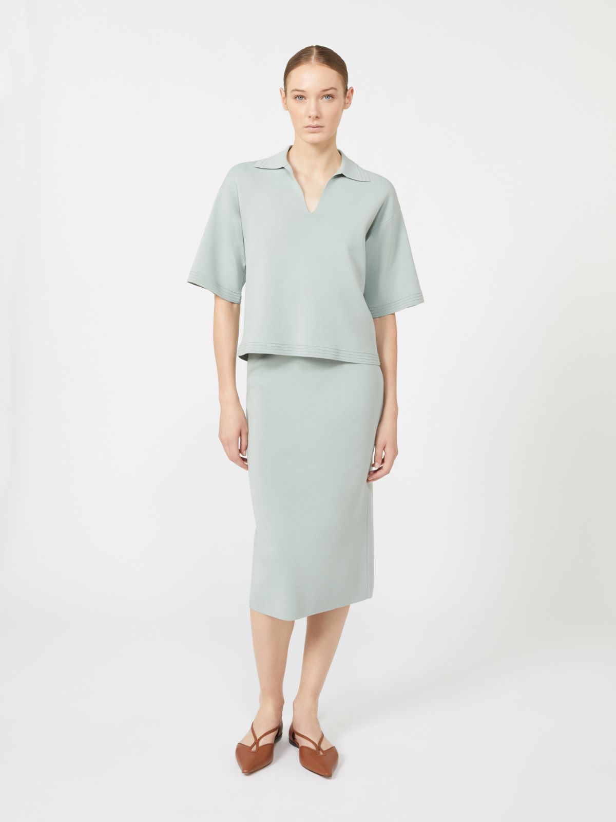 Viscose crêpe yarn jumper - SAGE GREEN - Max Mara