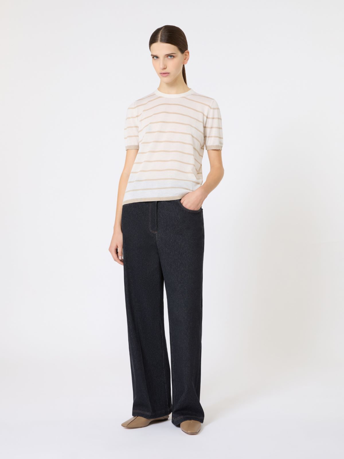 Cashmere and silk yarn sweater - BEIGE - Max Mara - 5