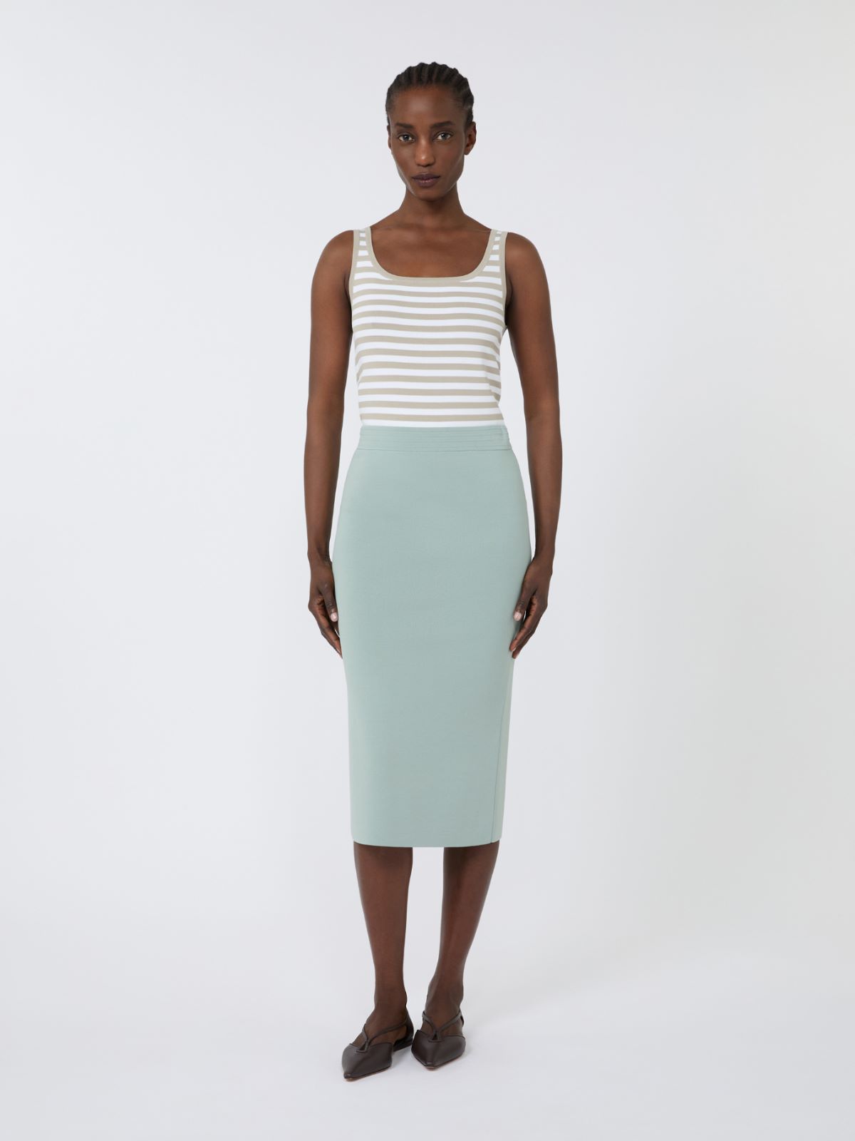 Viscose crêpe yarn sleeveless jumper - PINK - Max Mara