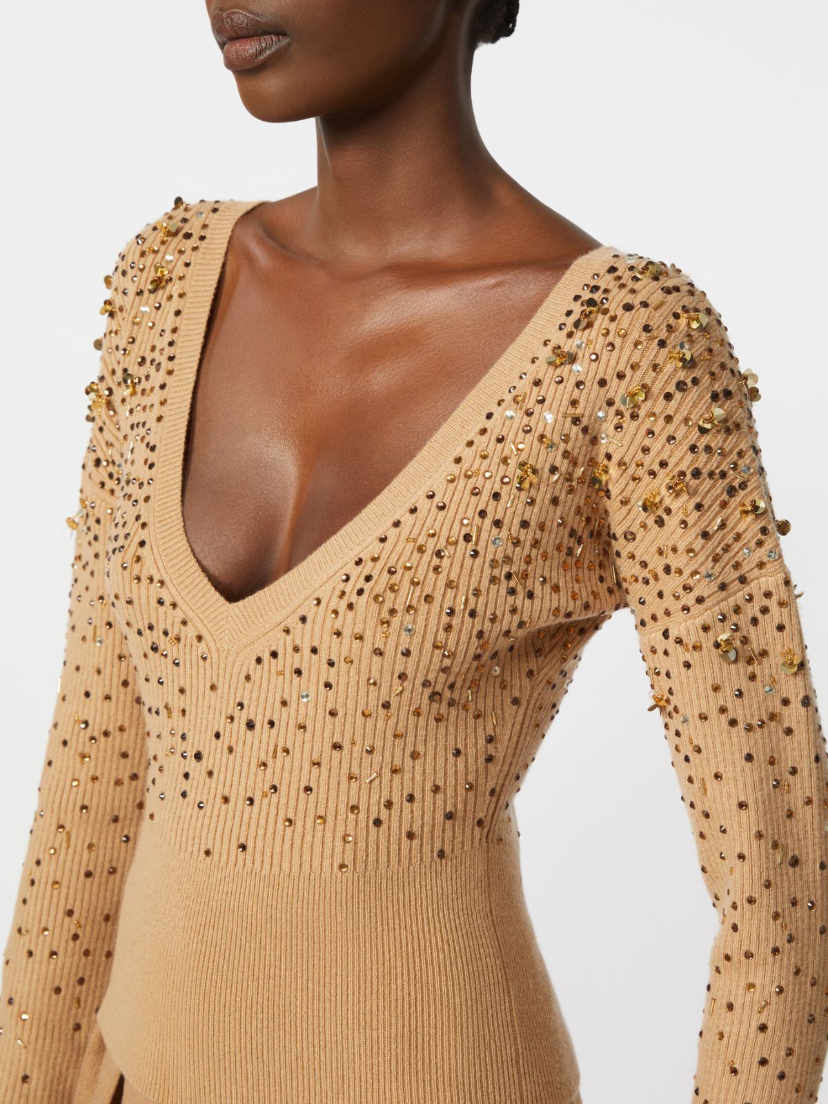 Pullover mit V-Ausschnitt aus Wolle und Kaschmir - KAMEL - Max Mara - 5