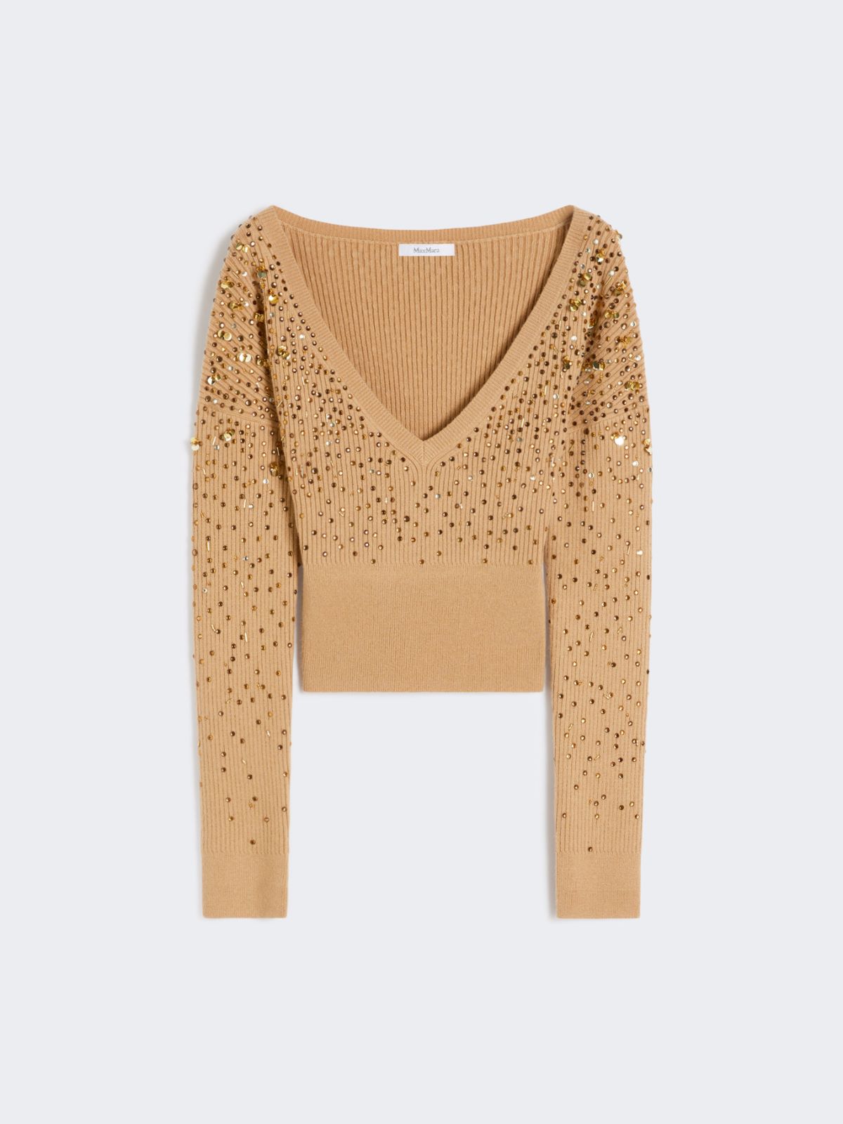 Wool and cashmere V-neck sweater - CAMEL - Max Mara - 9
