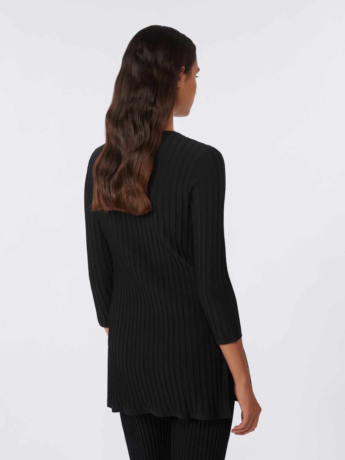Viscose crêpe yarn rib-knit jumper - BLACK - Max Mara - 3