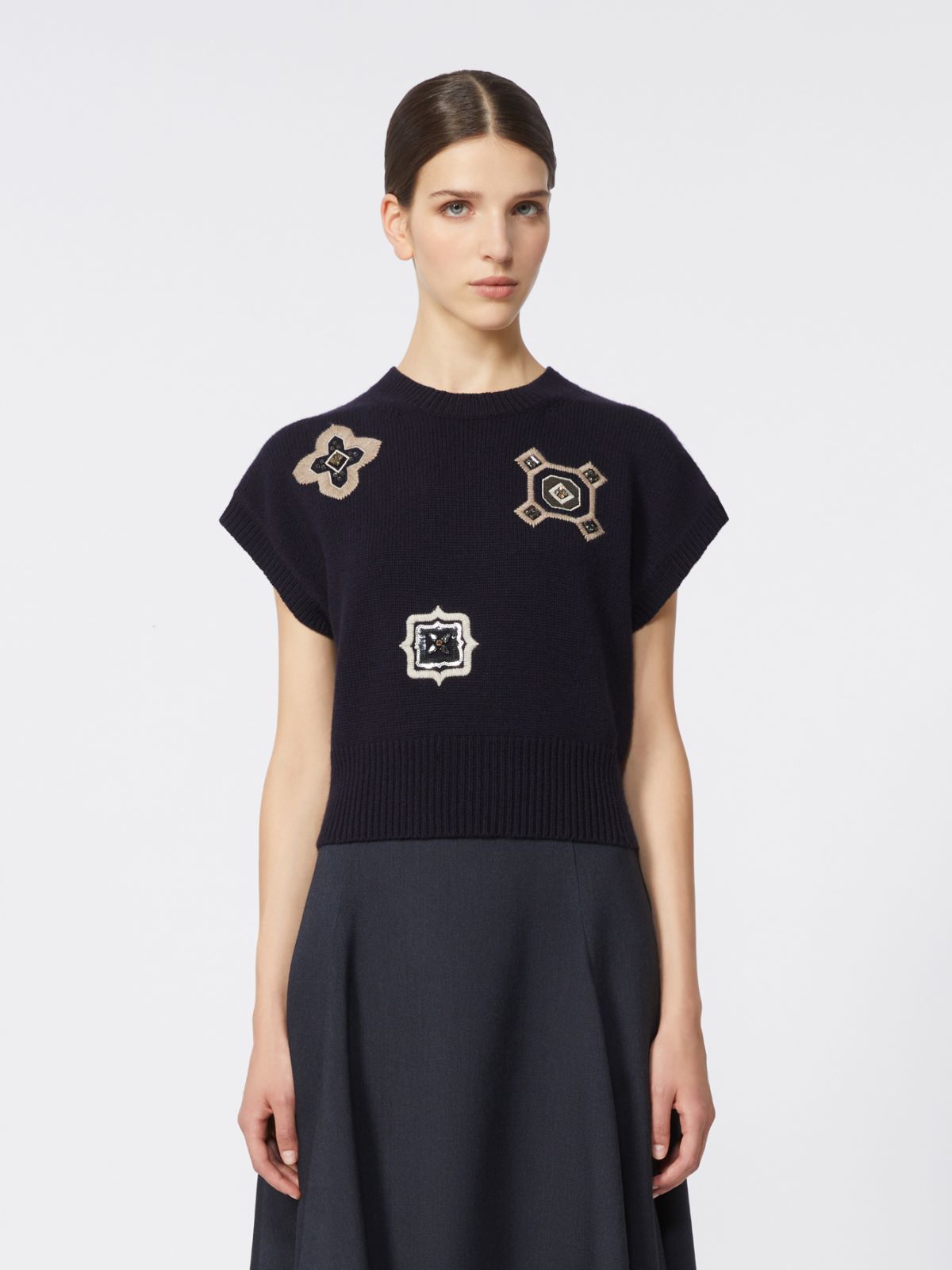 Wool and cashmere cropped sweater - ULTRAMARINE - Max Mara - 5