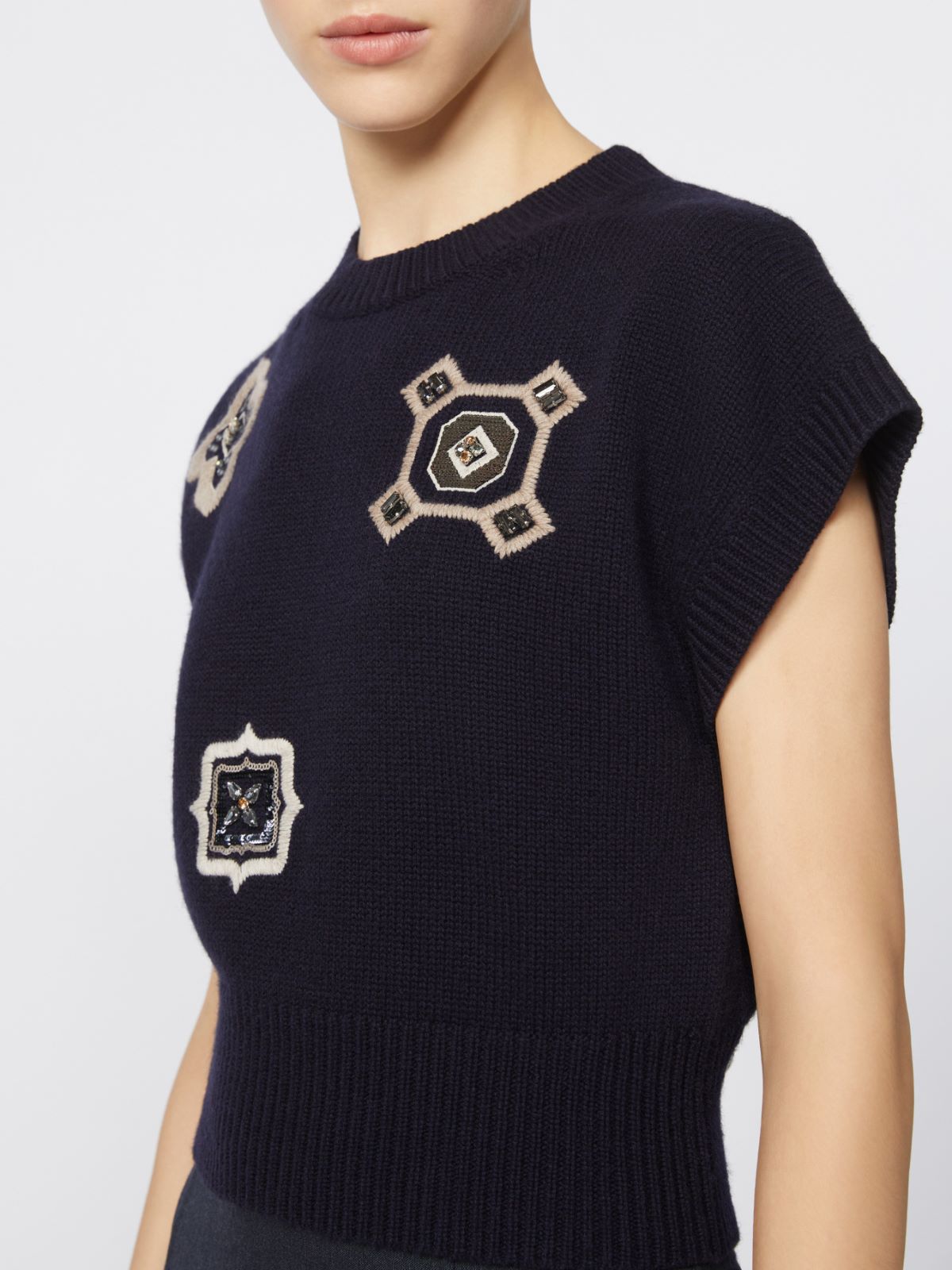 Wool and cashmere cropped sweater - ULTRAMARINE - Max Mara - 5