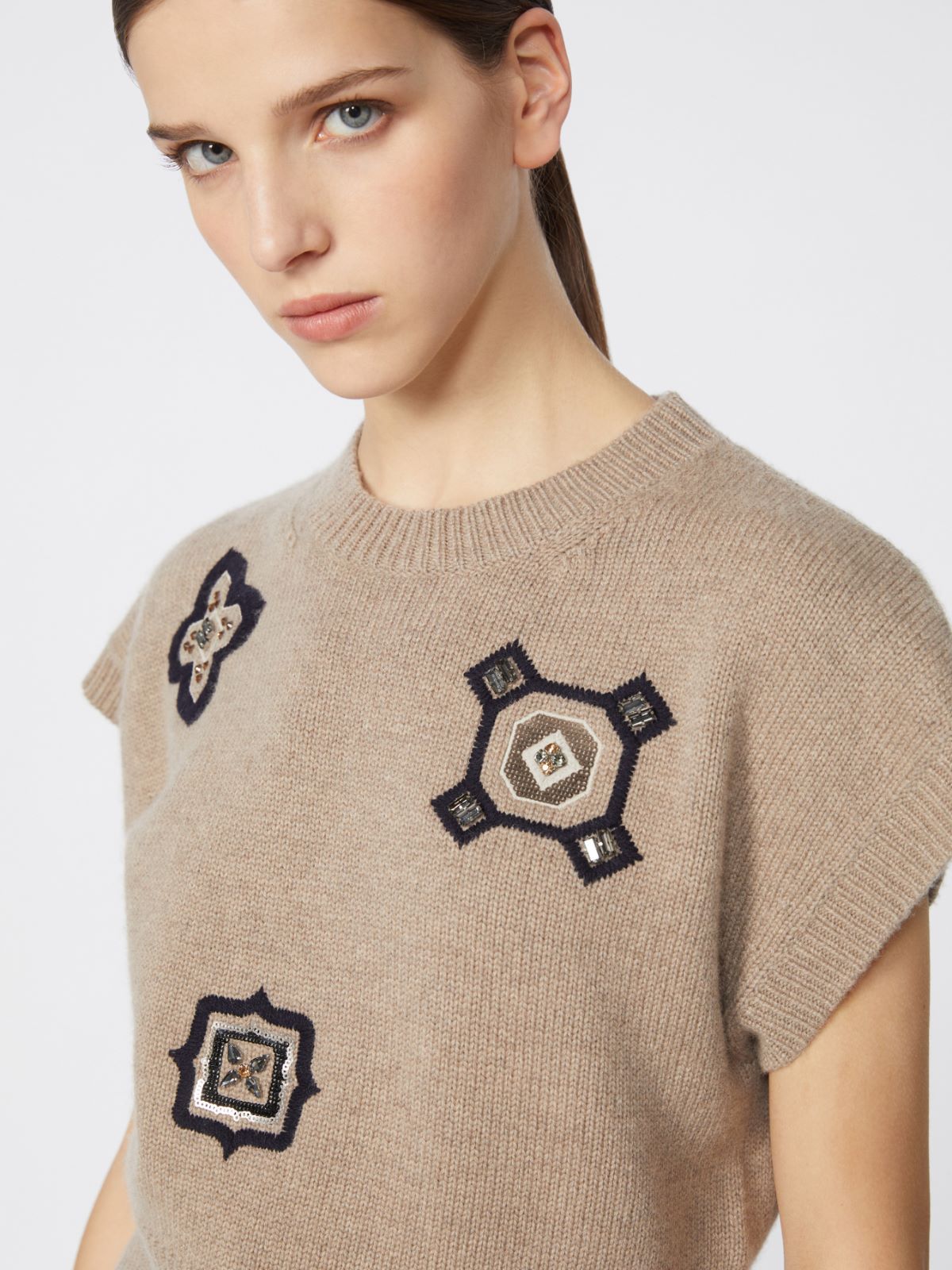 Wool and cashmere cropped sweater - SAND - Max Mara - 5