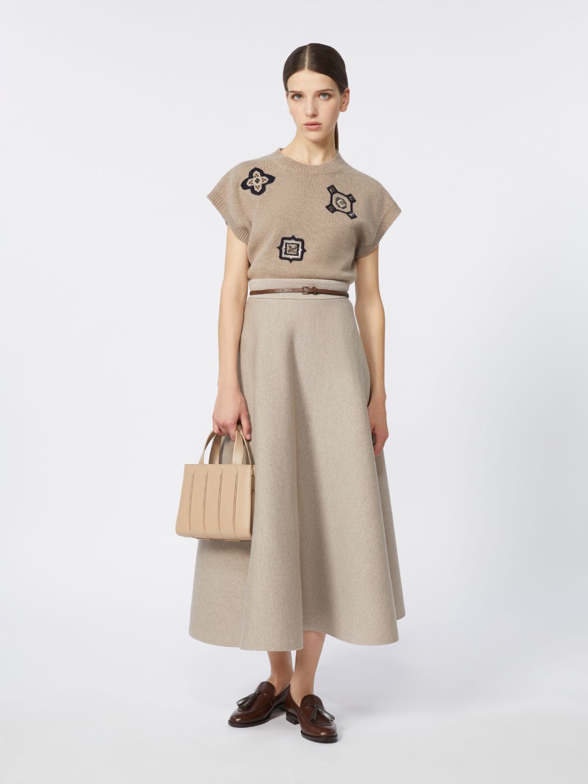 Wool and cashmere cropped sweater - SAND - Max Mara - 5