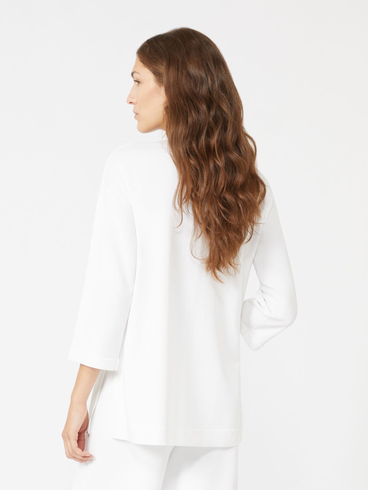 Jersey con cuello de pico de hilado de crepé de viscosa - BLANCO OPTICO - Max Mara - 3