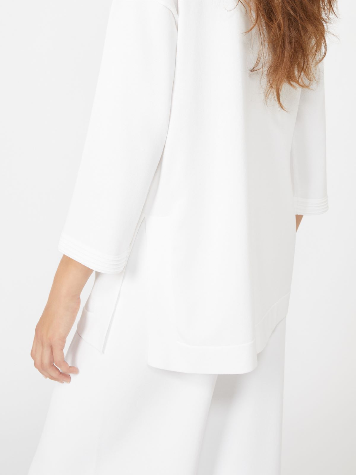 Jersey con cuello de pico de hilado de crepé de viscosa - BLANCO OPTICO - Max Mara - 4