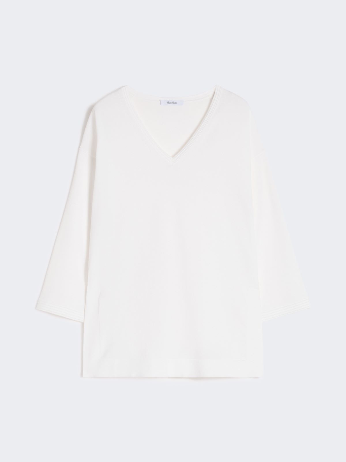 Jersey con cuello de pico de hilado de crepé de viscosa - BLANCO OPTICO - Max Mara - 5