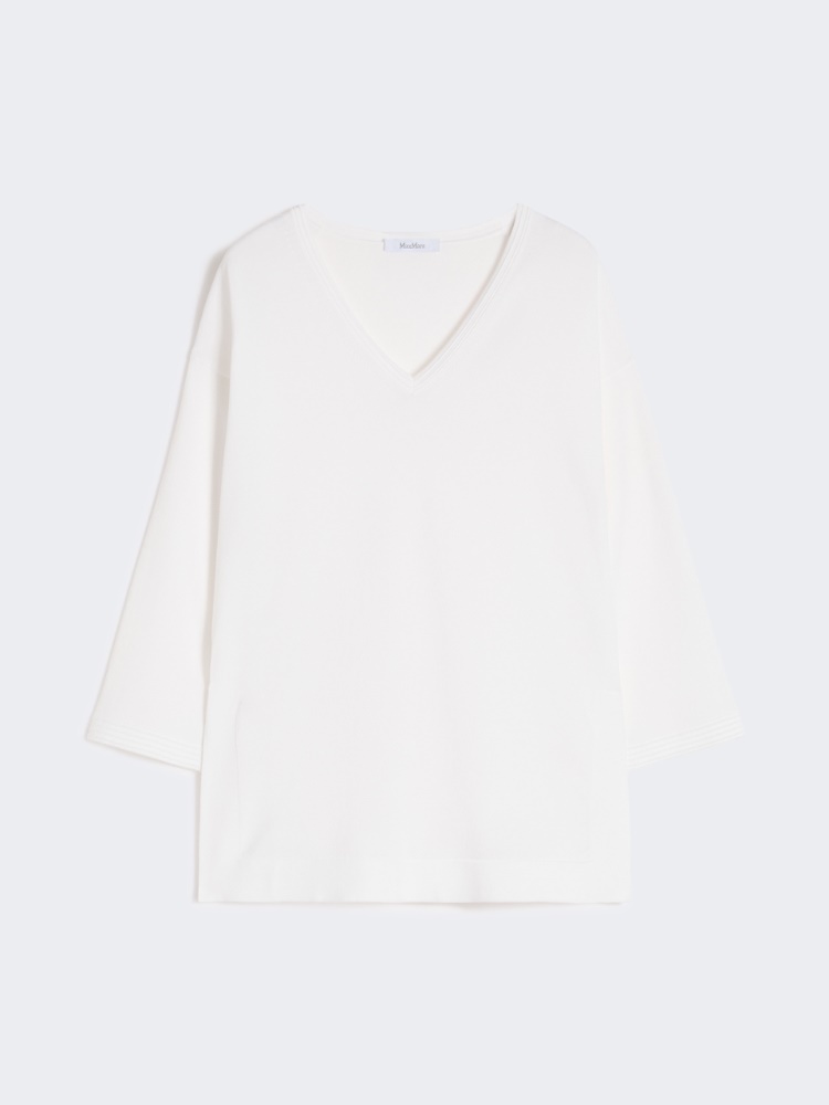 Jersey con cuello de pico de hilado de crepé de viscosa - BLANCO OPTICO - Max Mara