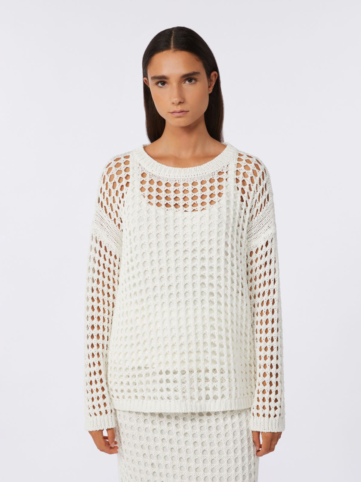 Cotton mesh jumper - OPTICAL WHITE - Max Mara - 9