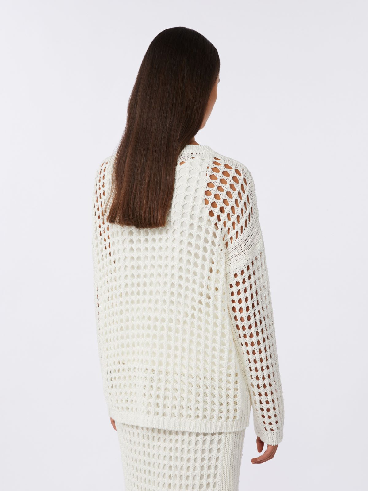 Cotton mesh jumper - OPTICAL WHITE - Max Mara - 9