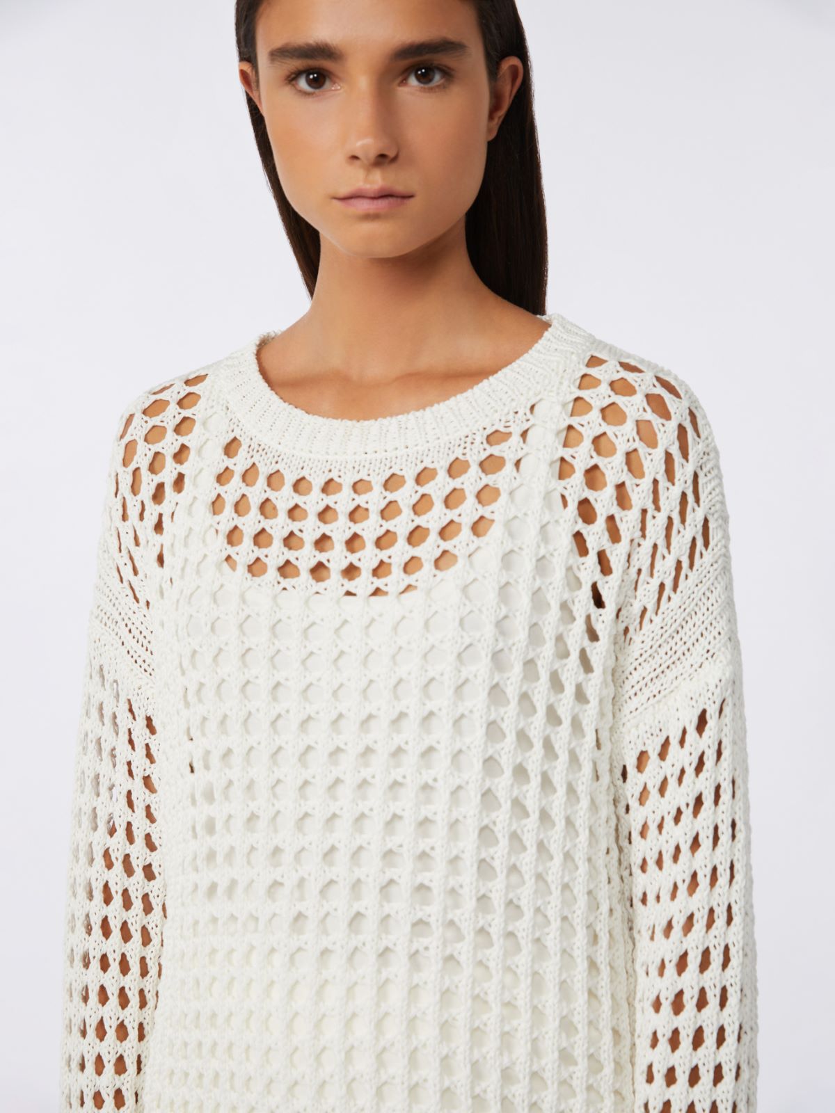 Cotton mesh jumper - OPTICAL WHITE - Max Mara - 9