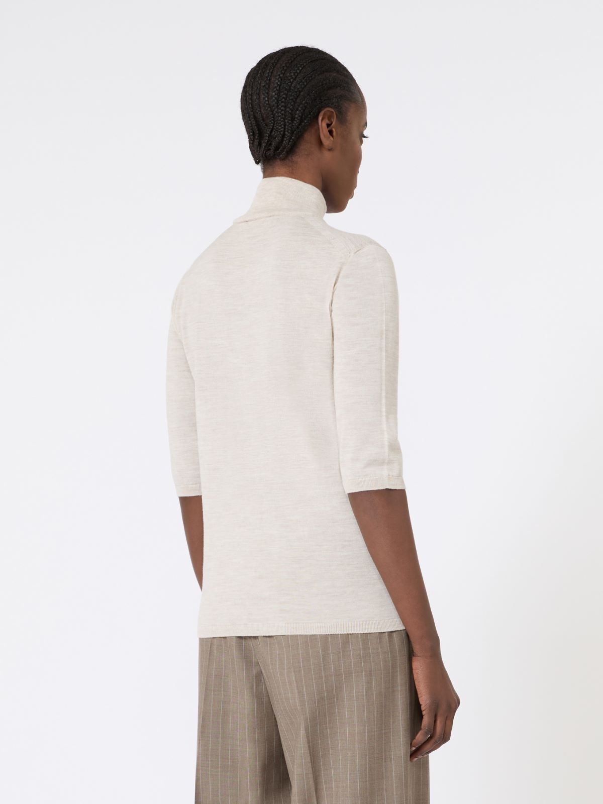 Stockinette-stitched wool polo-neck sweater - POWDER - Max Mara - 4