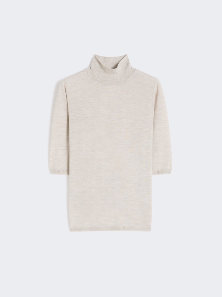 Stockinette-stitched wool polo-neck sweater - POWDER - Max Mara