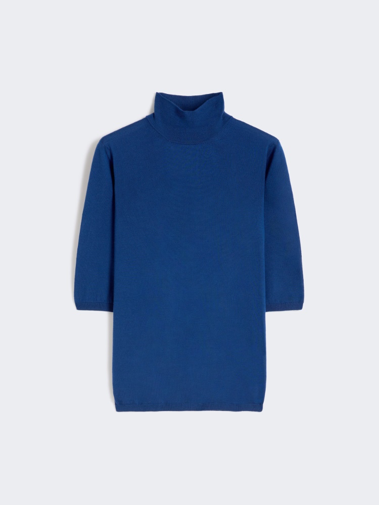 Stockinette-stitched wool polo-neck sweater - CHINA BLUE - Max Mara