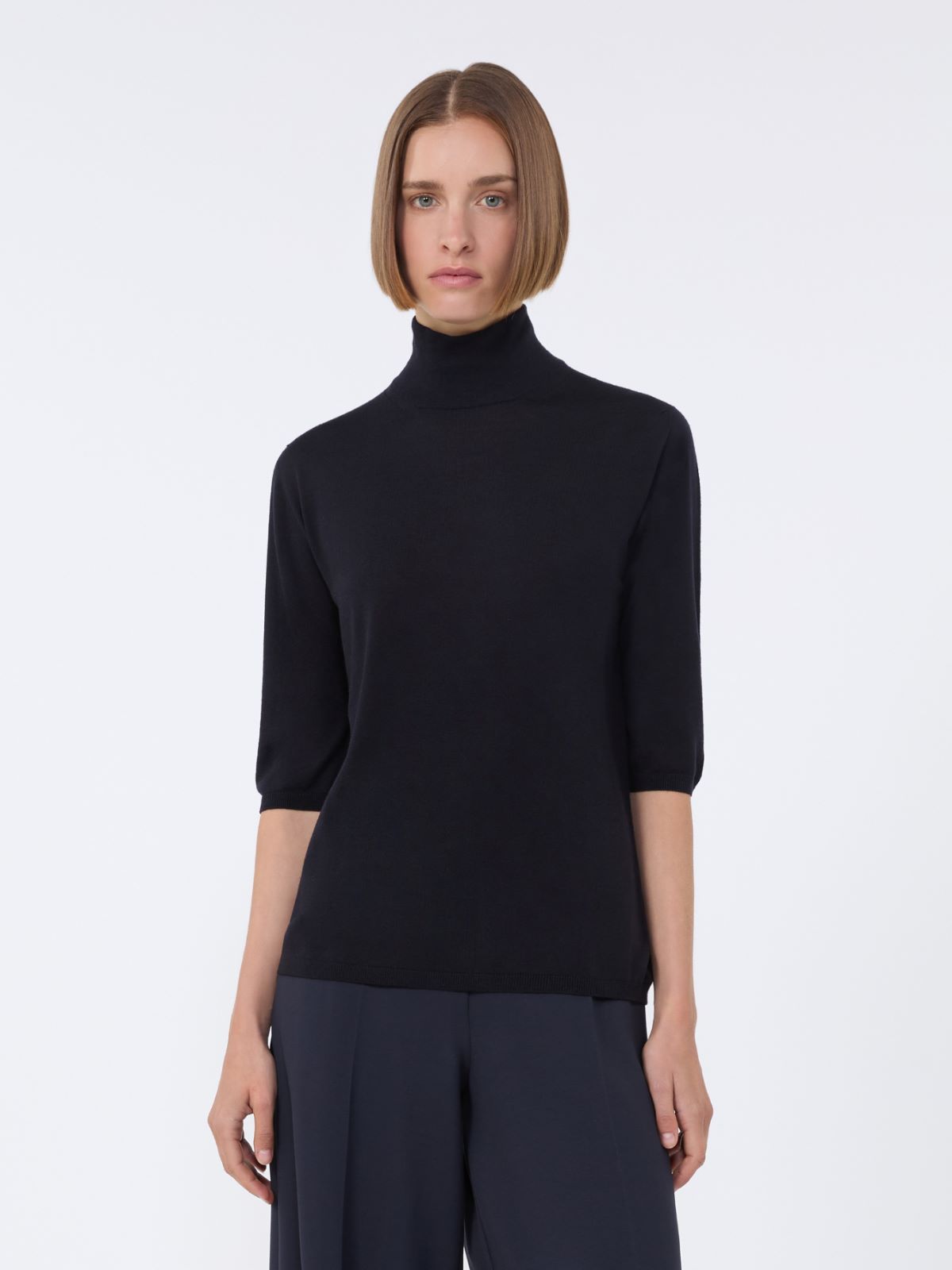 Stockinette-stitched wool polo-neck sweater - ULTRAMARINE - Max Mara - 5