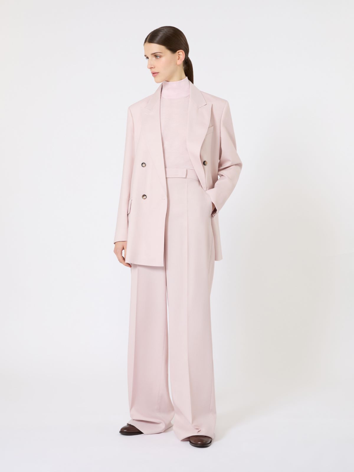 Stockinette-stitched wool polo-neck sweater - PINK - Max Mara