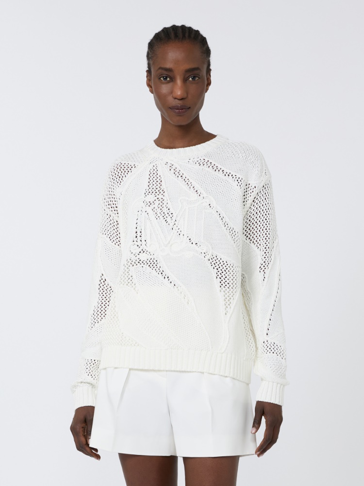 Pullover aus Baumwolle mit Stickerei - WEISS - 2