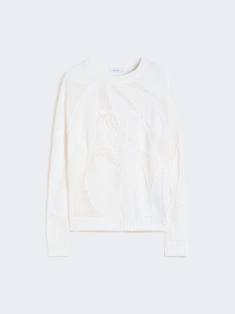 Pullover aus Baumwolle mit Stickerei - WEISS - 5