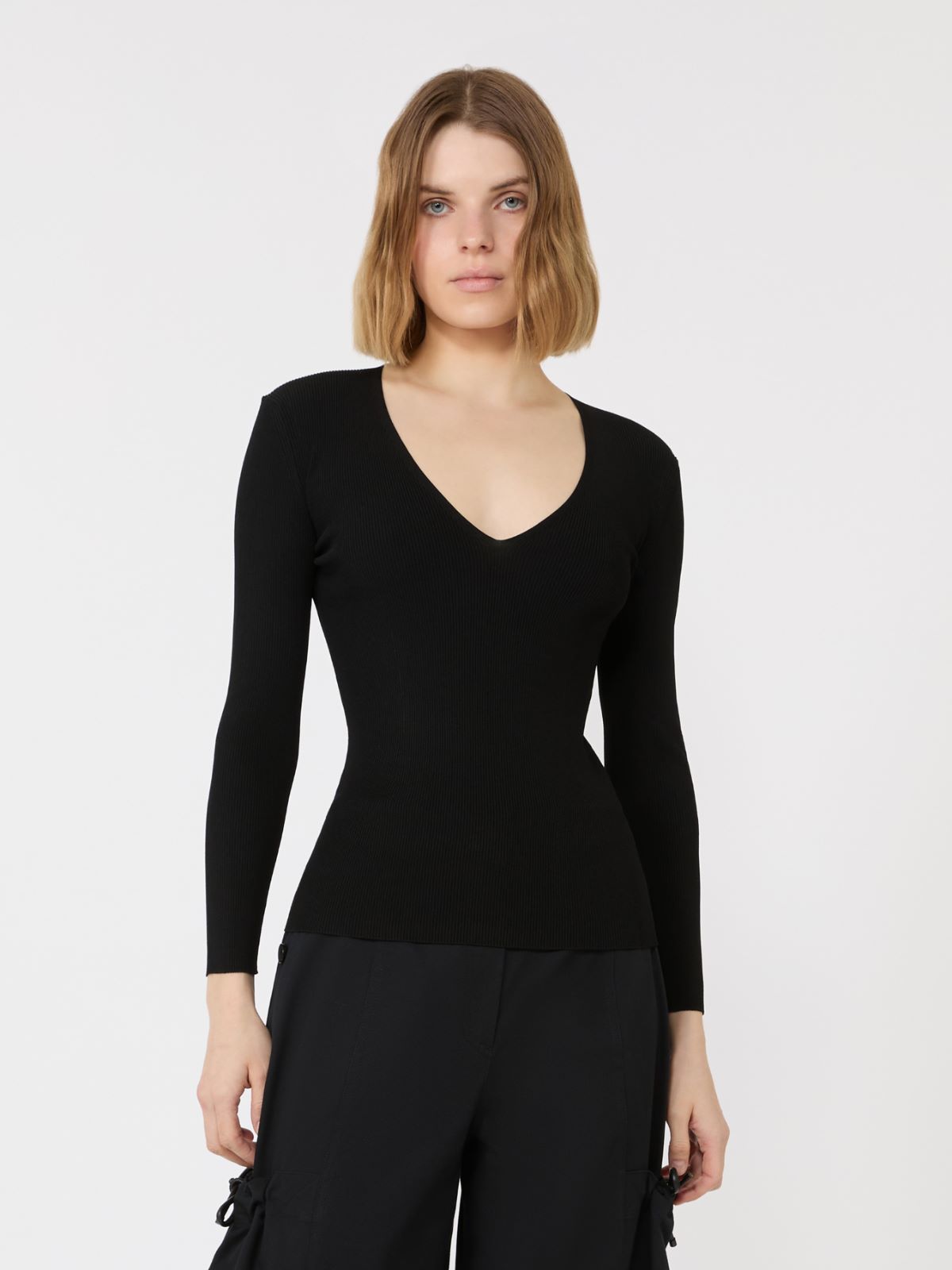 Viscose blend yarn jumper - BLACK - Max Mara - 2