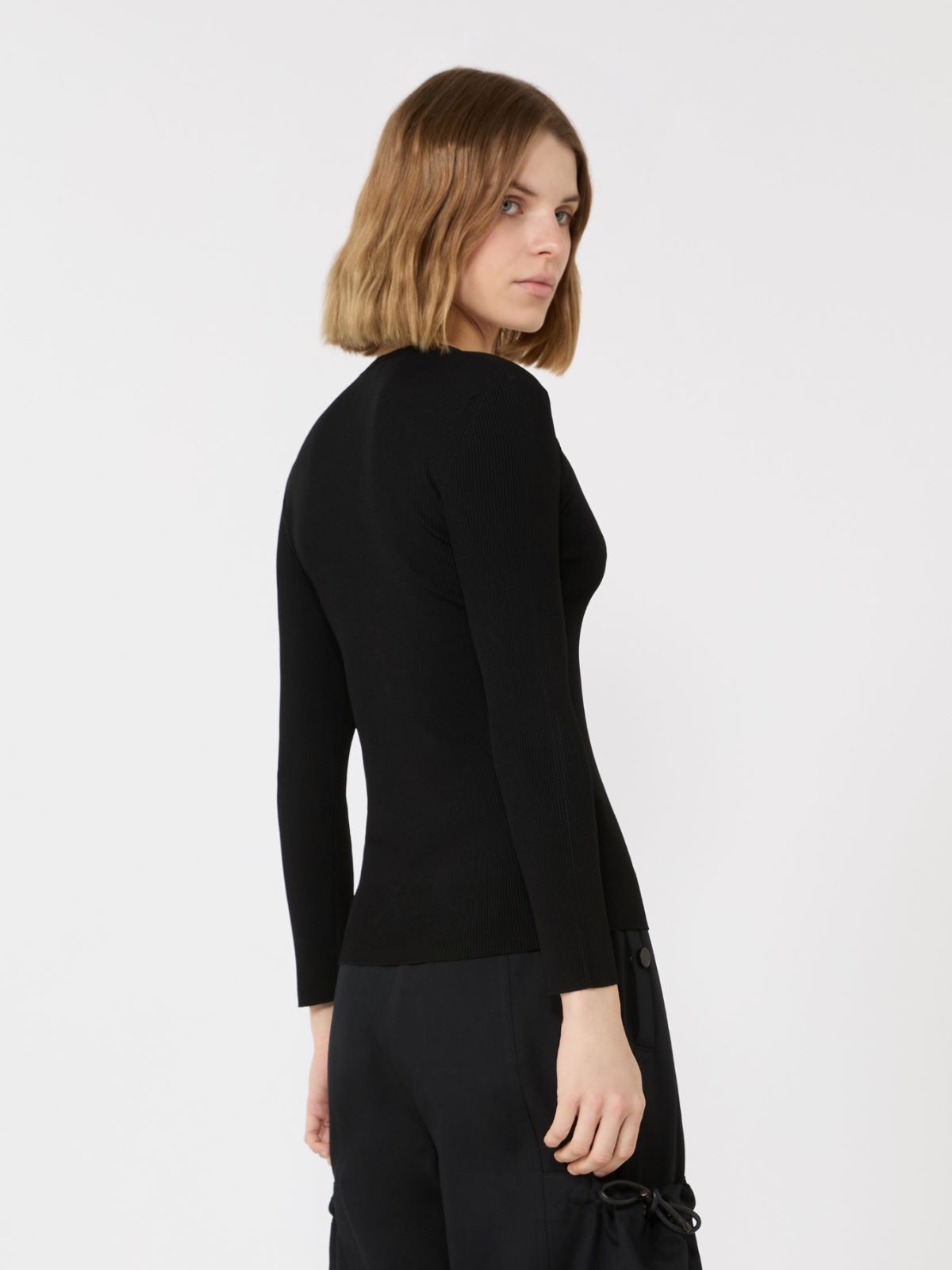 Viscose blend yarn jumper - BLACK - Max Mara - 3