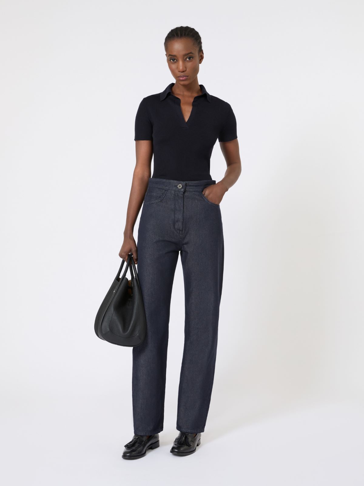 Rib-knit wool polo shirt - ULTRAMARINE - Max Mara