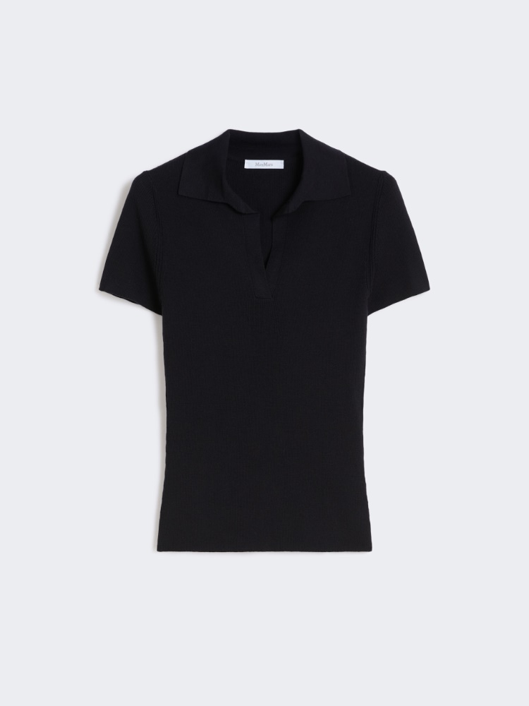 Rib-knit wool polo shirt - ULTRAMARINE - Max Mara