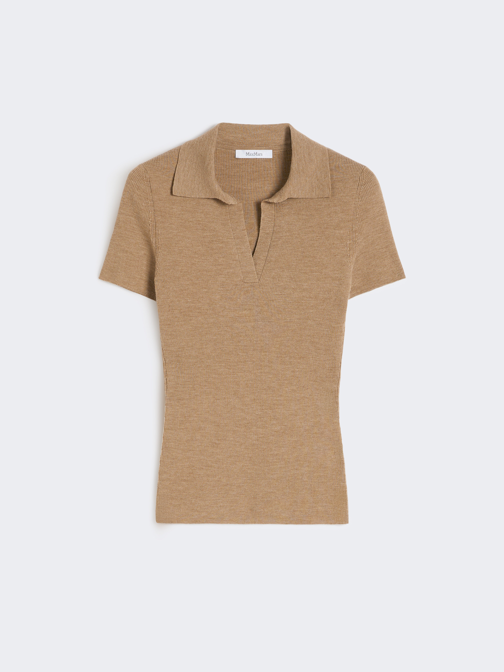 Geripptes Poloshirt aus Wolle - GOLD BEIGE BRAUN - Max Mara - 4