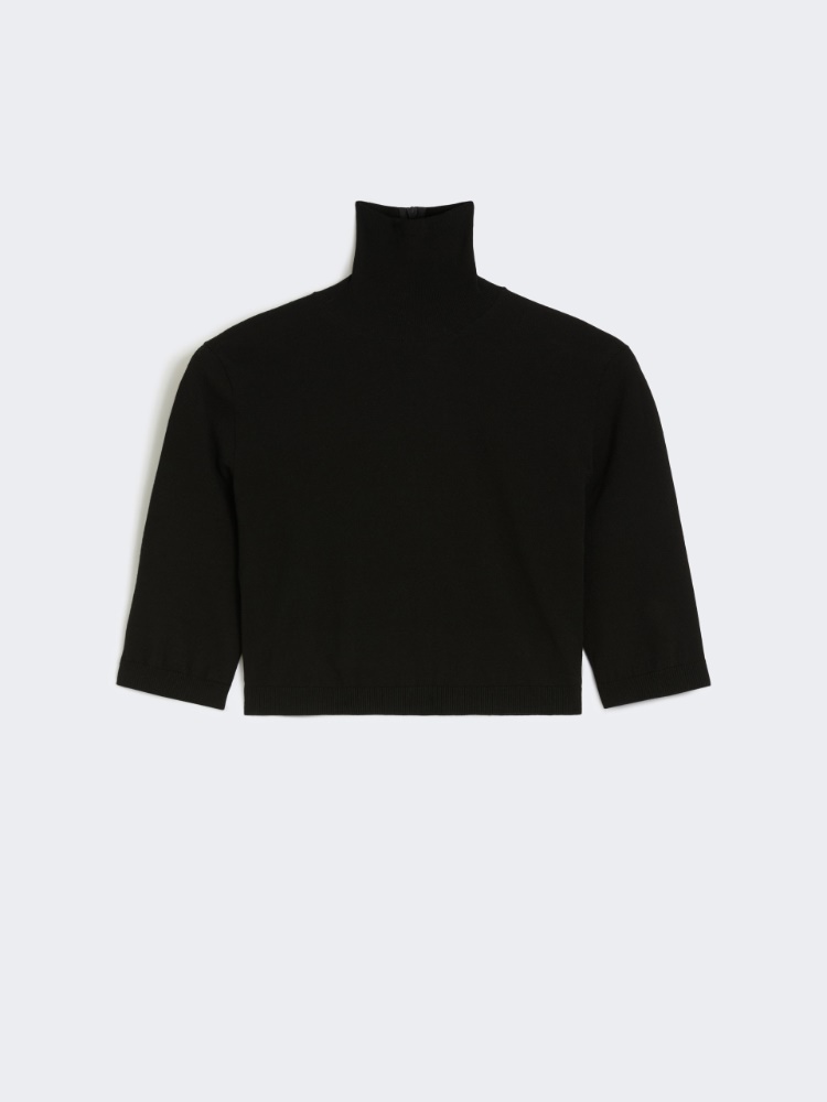 Stretch viscose cropped turtleneck - BLACK - Max Mara