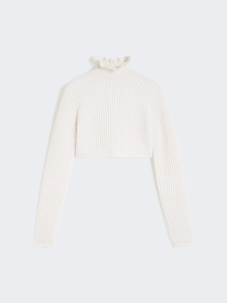 Cotton cordonnet cropped jumper - WHITE - Max Mara
