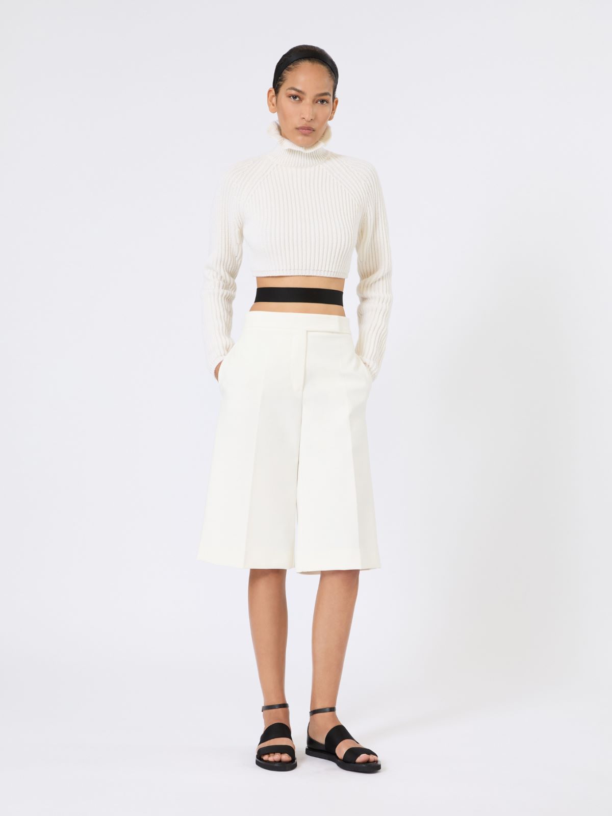 Cotton cordonnet cropped jumper - WHITE - Max Mara