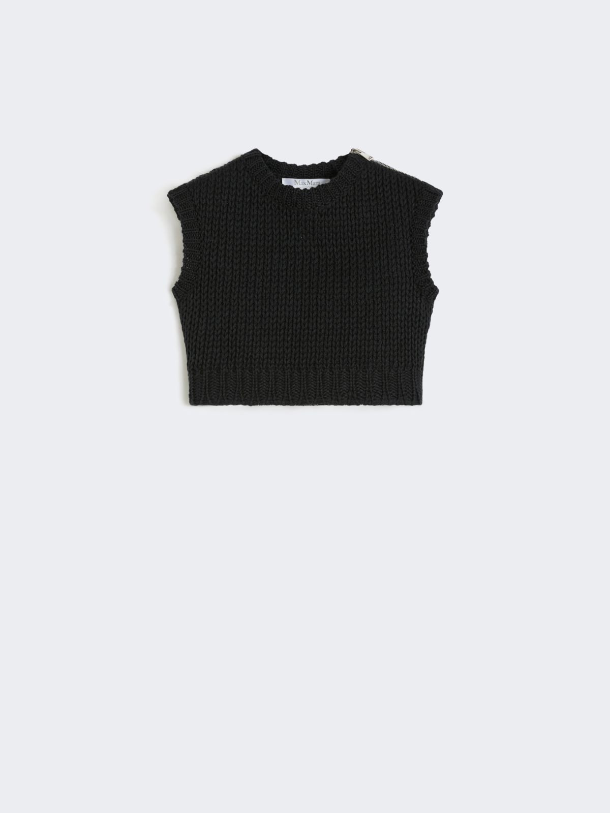 Sleeveless cropped jumper in smooth cotton - BLACK - Max Mara - 5