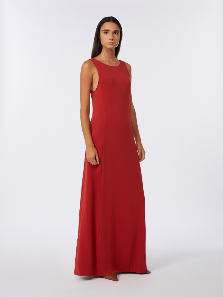 Long, viscose jersey dress - RED - 2