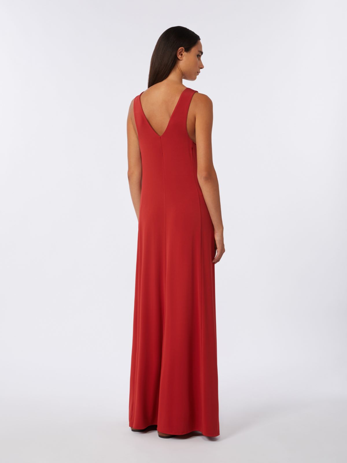 Long, viscose jersey dress - RED - 3