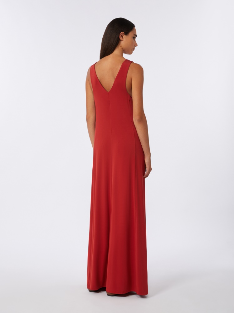 Long, viscose jersey dress - RED - 3