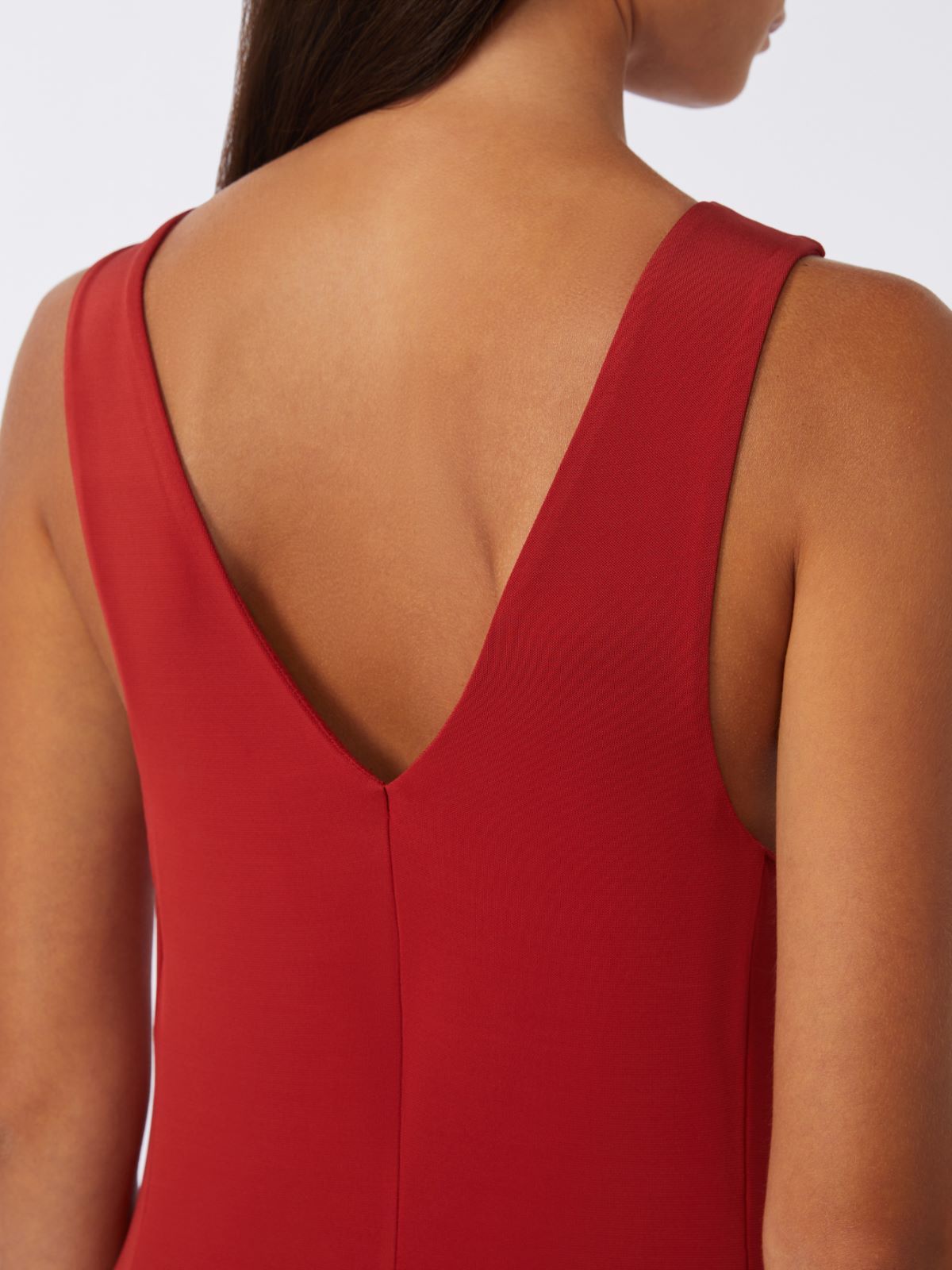 Long, viscose jersey dress - RED - 4
