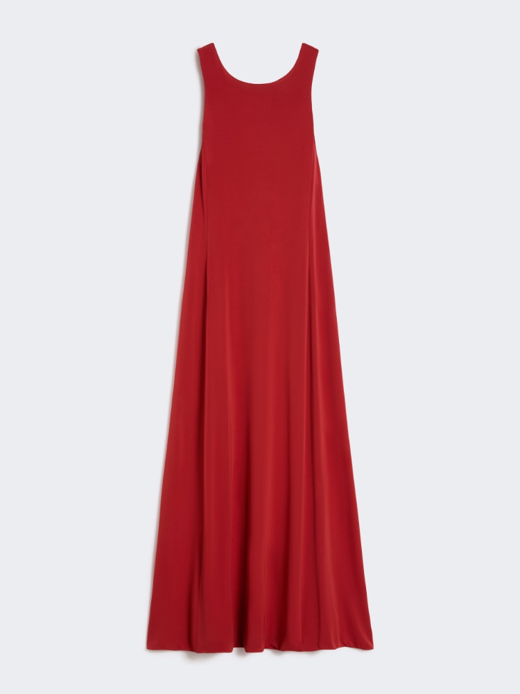 Long, viscose jersey dress - RED - 5